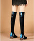 Jewel Heel Metallic Knee Boots